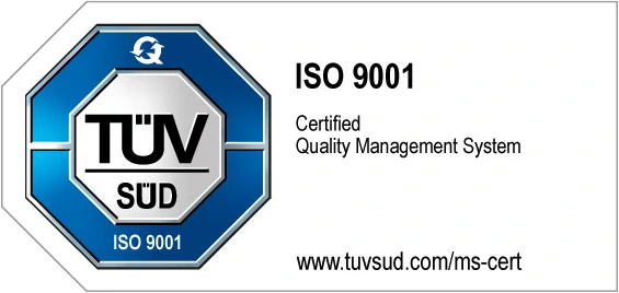 TÜV SÜD ISO 9001 certified quality management system